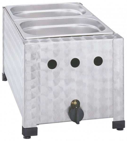 Gastronomie-Wärmeschrank mit Behältern.