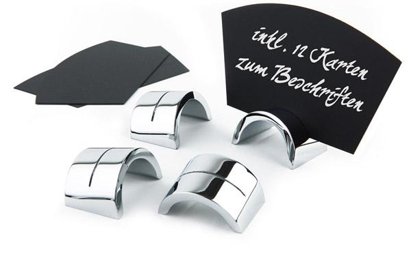 Kartenhalter mit beschriftbaren Karten.