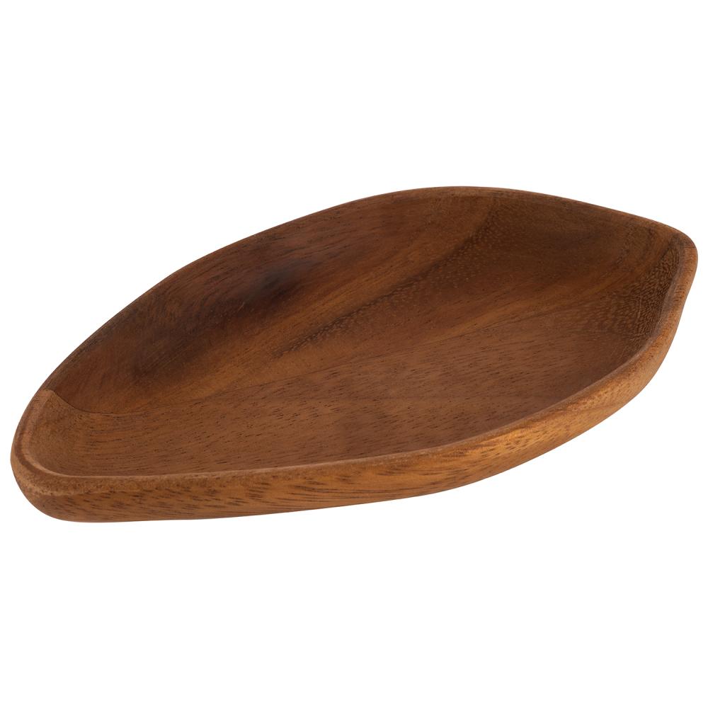 Holzschale in Blattform.