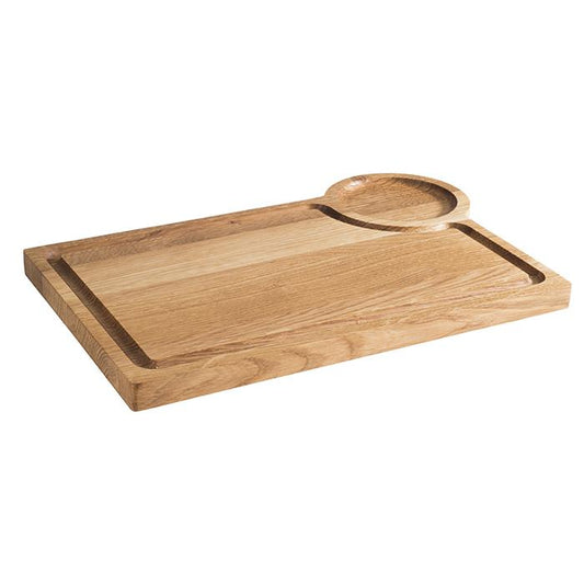Holzbrett mit rundem Ausschnitt.