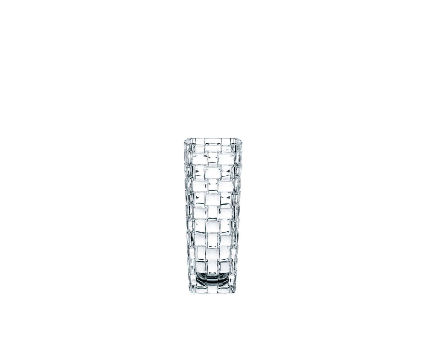 Klarglasvase mit geometrischem Muster.