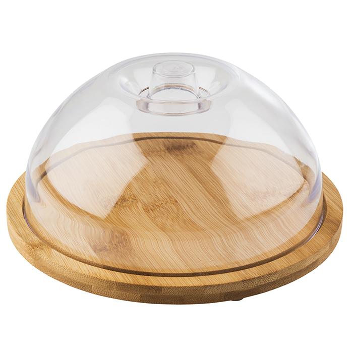 Holzplatte mit Kunststoffhaube, rund.