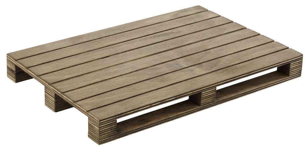 Holzpalette für Gastronomiepräsentation.