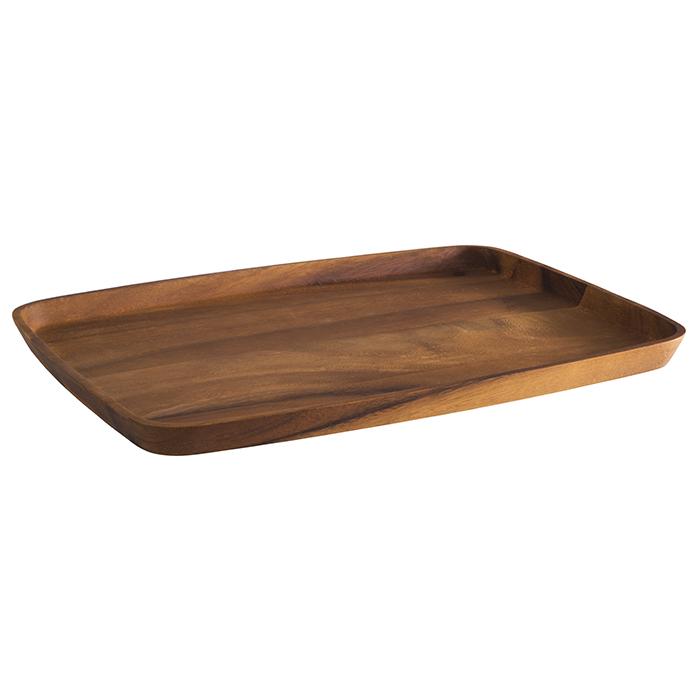 Holztablett rechteckig, braun, leer.