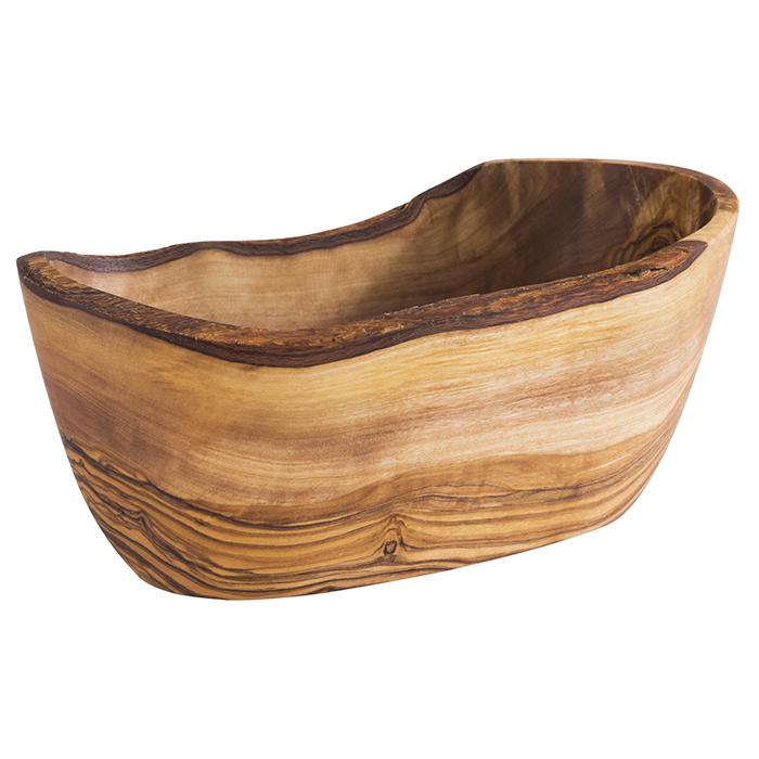 Holzschale aus Olivenholz, leer.