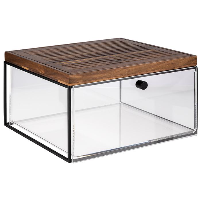 Holzdeckel-Glasbox für Gastronomiebedarf.