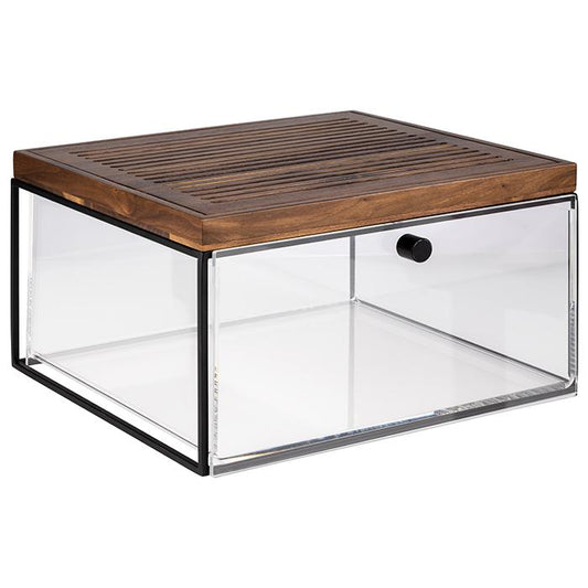 Holzdeckel-Glasbox für Gastronomiebedarf.