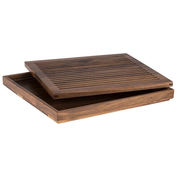 Holz-Brotkasten mit abnehmbarem Deckel.