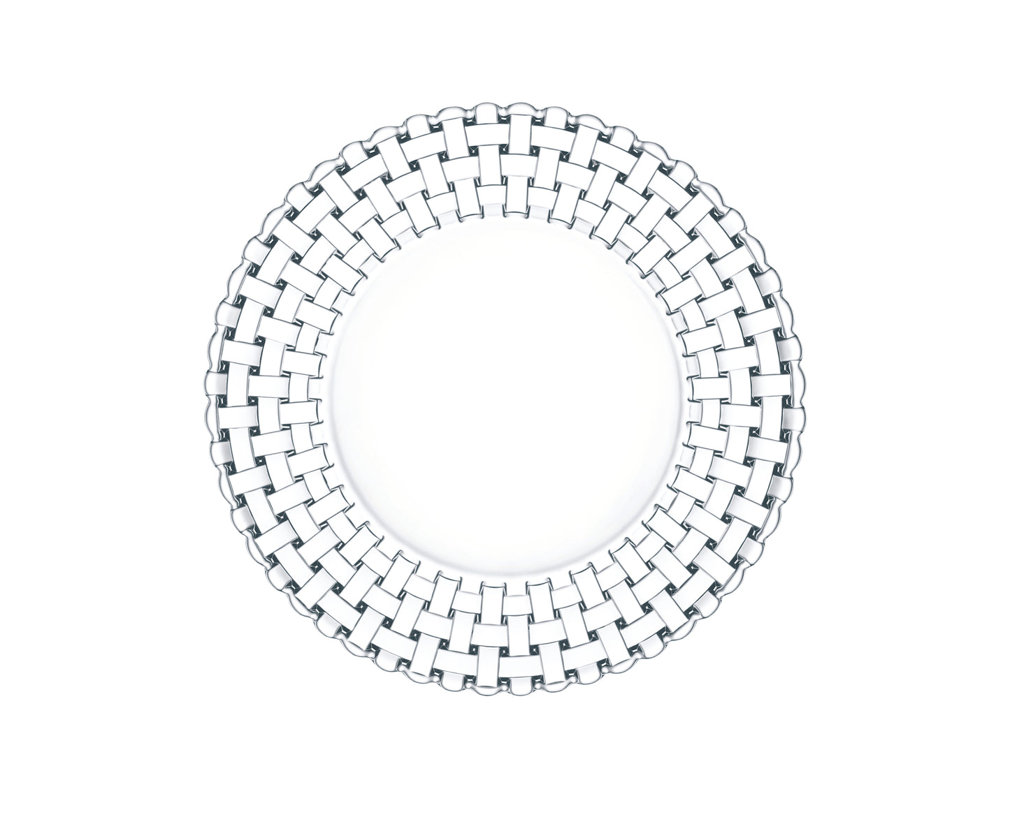 Glasplatte mit geflochtenem Rand.