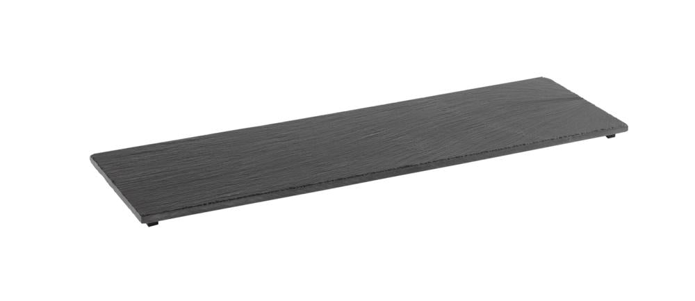 Schwarze rechteckige Schieferplatte, leer.