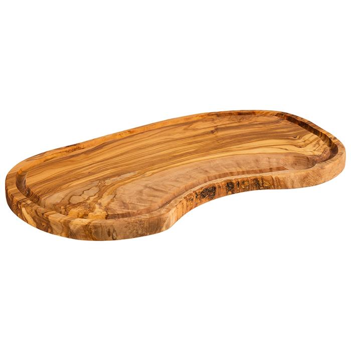 Holztablett mit organischer Form.