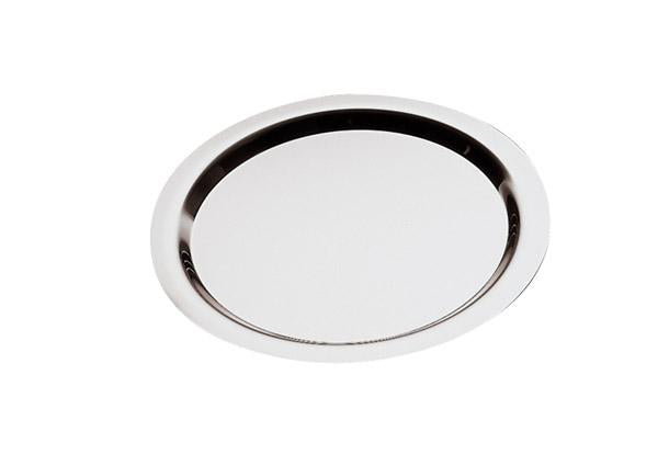 Rundes Edelstahl-Tablett für Gastronomie.
