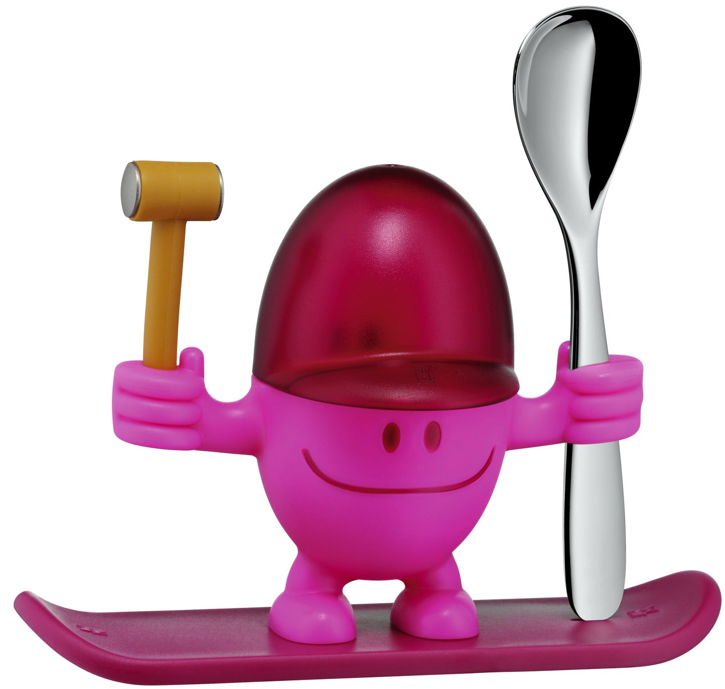 Bunte Figur mit Löffel und Hammer.