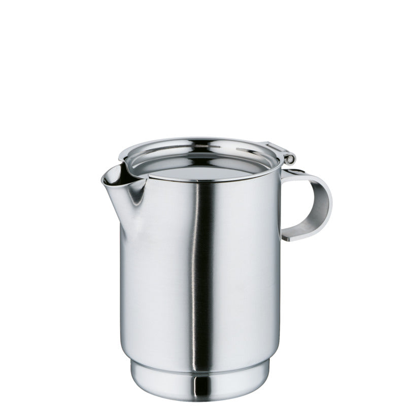 Edelstahl-Kaffeekanne mit Deckel.