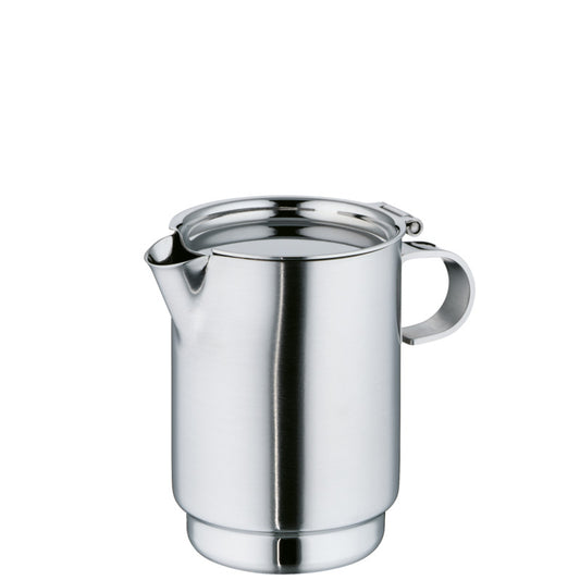 Edelstahl-Kaffeekanne mit Deckel.