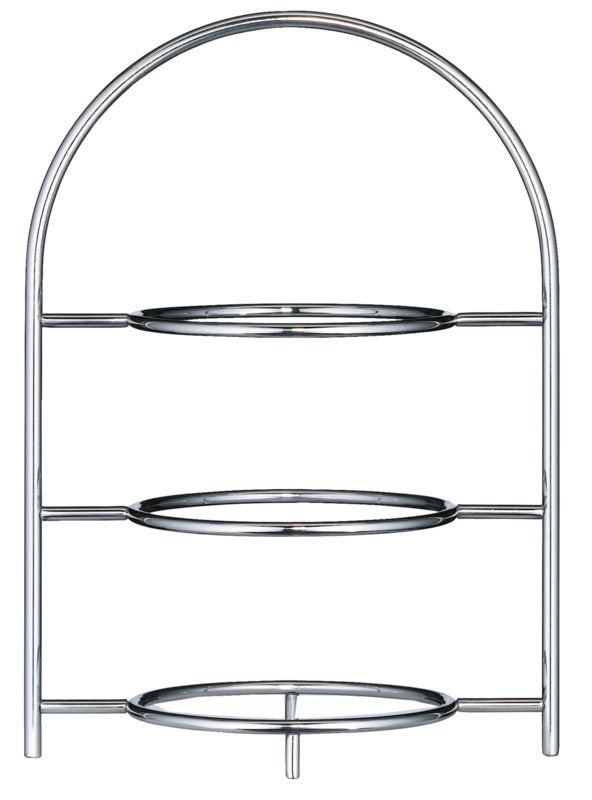 Dreistöckiger Metallplattenhalter leer.