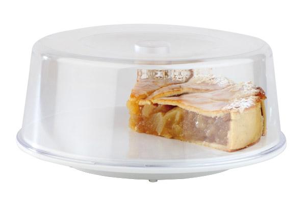 Kuchenstück unter Kuchenglocke.