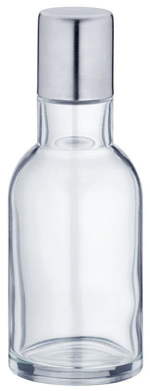 Leere Glasflasche mit Metallverschluss.