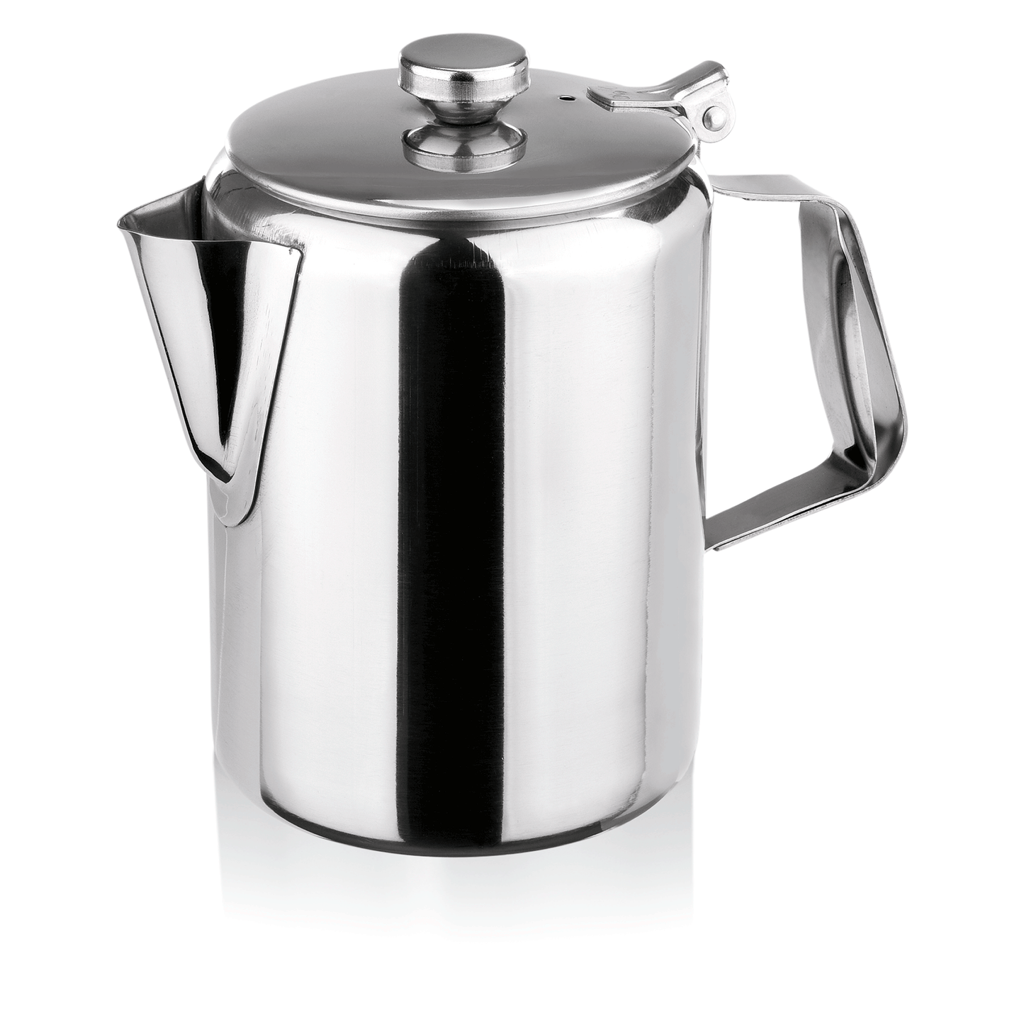 Edelstahl-Kaffeekanne mit Deckel.