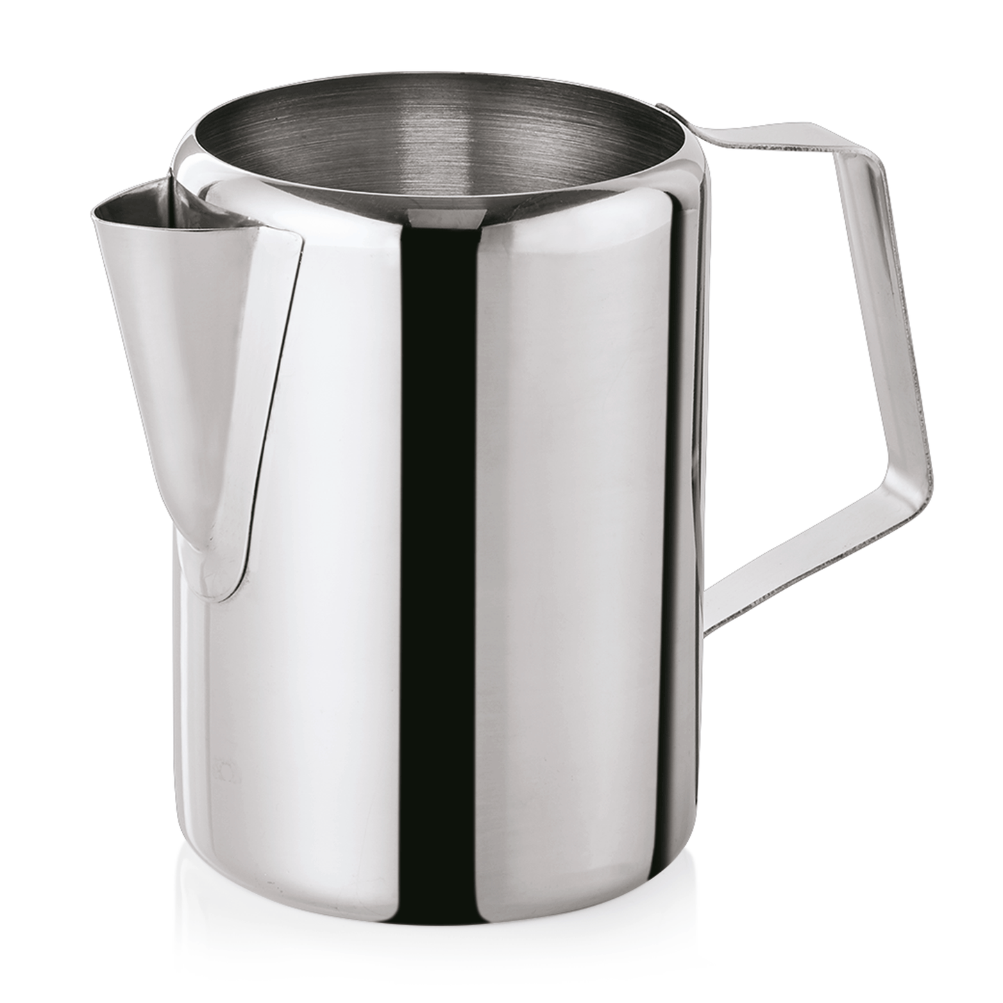 Edelstahl-Milchkännchen mit Ausguss.