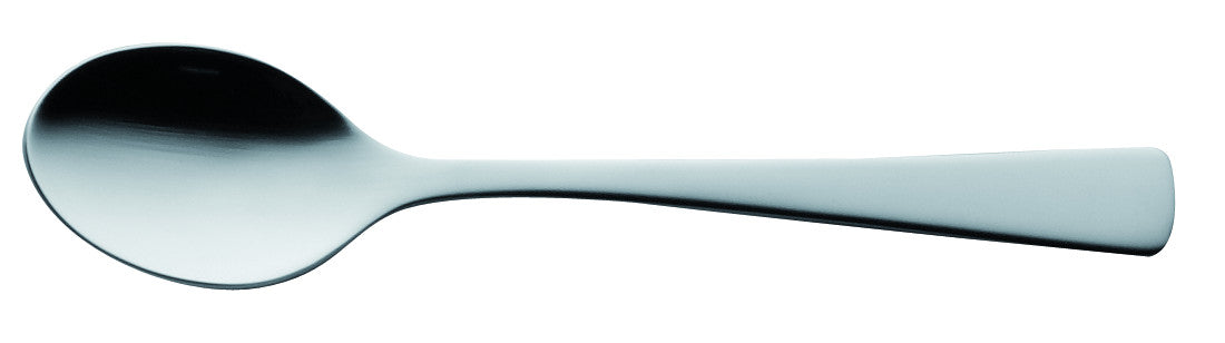 Silberner Löffel auf weißem Hintergrund.