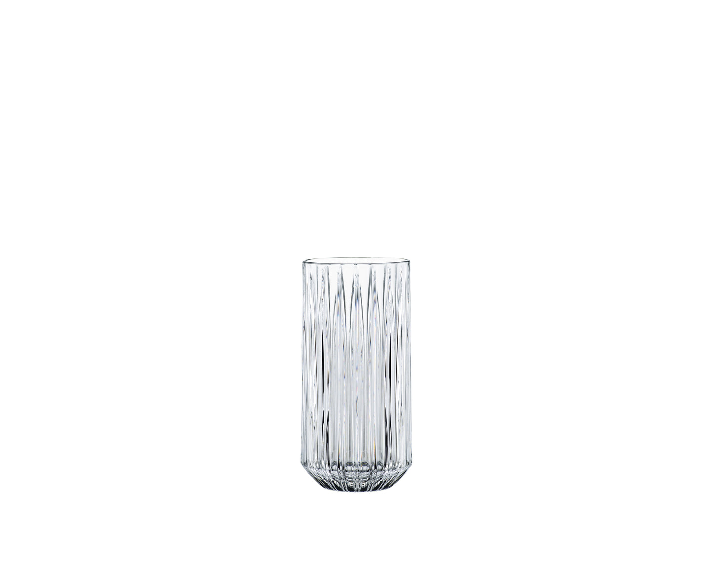 Klarglas-Longdrinkglas mit Rillenmuster.