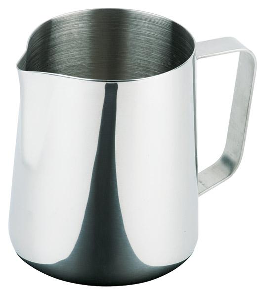 Silberner Milchkännchen aus Edelstahl.