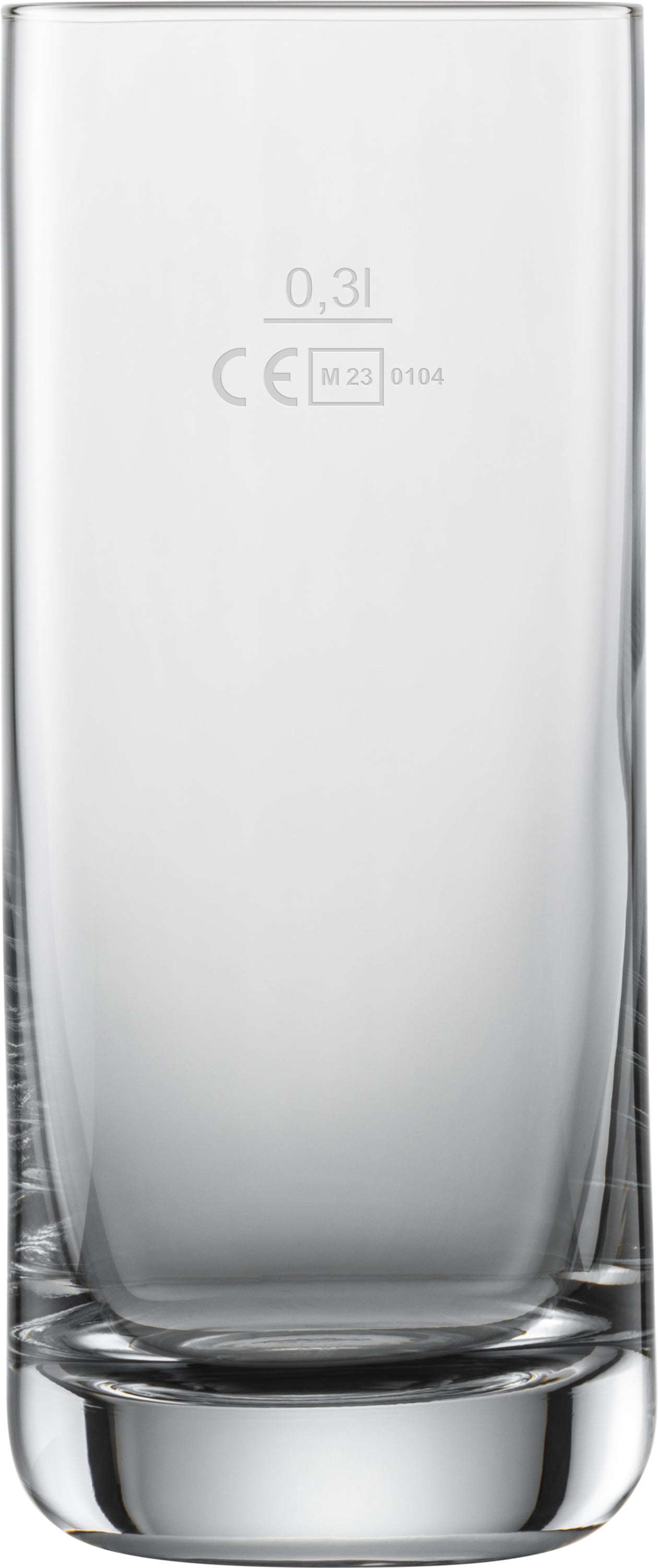 Leeres Glas mit CE-Kennzeichnung.