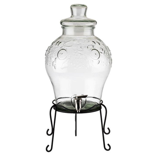 Glas-Getränkespender auf Metallständer.