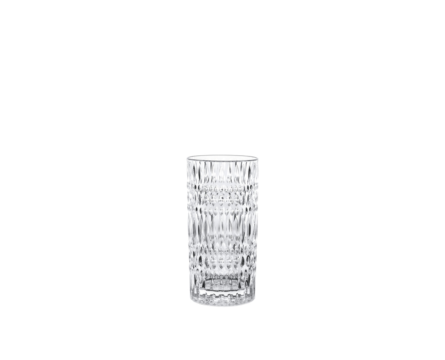Klarglas-Longdrinkglas mit Rillenmuster.