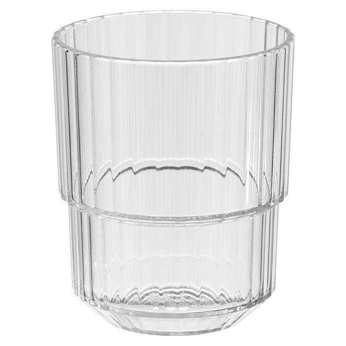 Gestapeltes, geriffeltes Trinkglas transparent.
