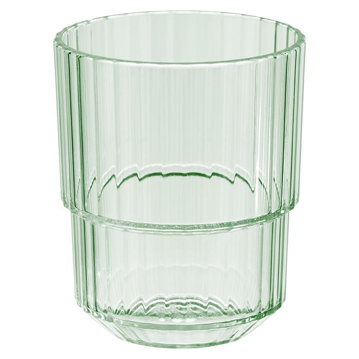 Grünes, geriffeltes Trinkglas aus Glas.