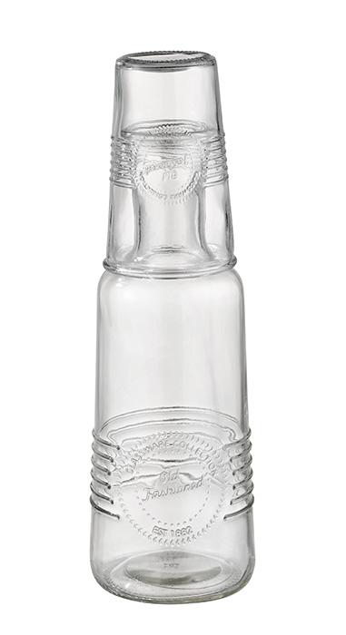 Glasflasche mit Glasdeckel, transparent.