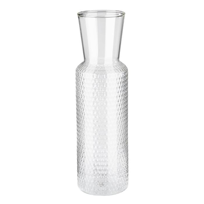Glasflasche mit strukturiertem Design.
