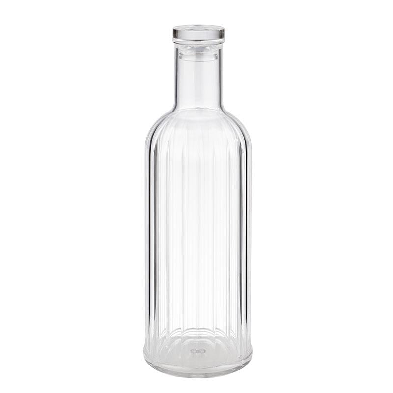 Klare Glasflasche mit Deckel.
