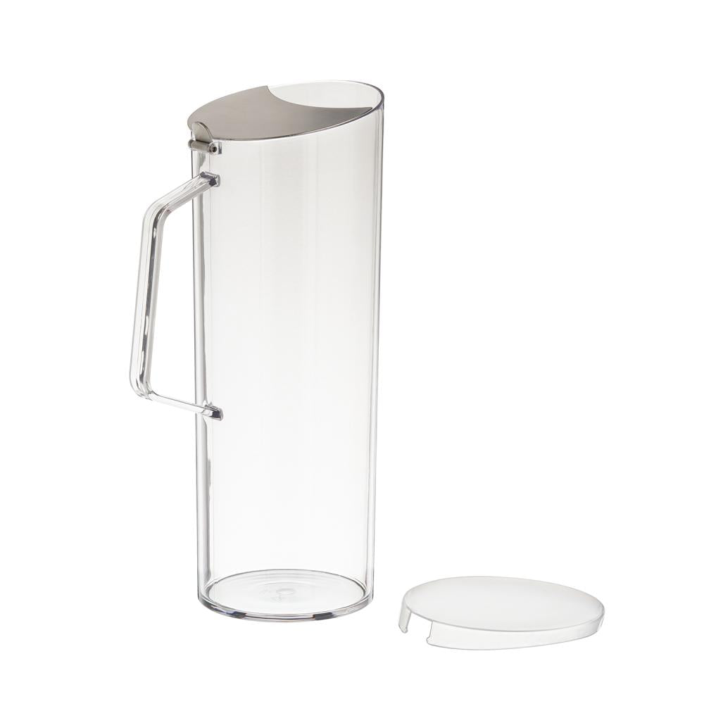 Transparenter Krug mit Deckel abgenommen.