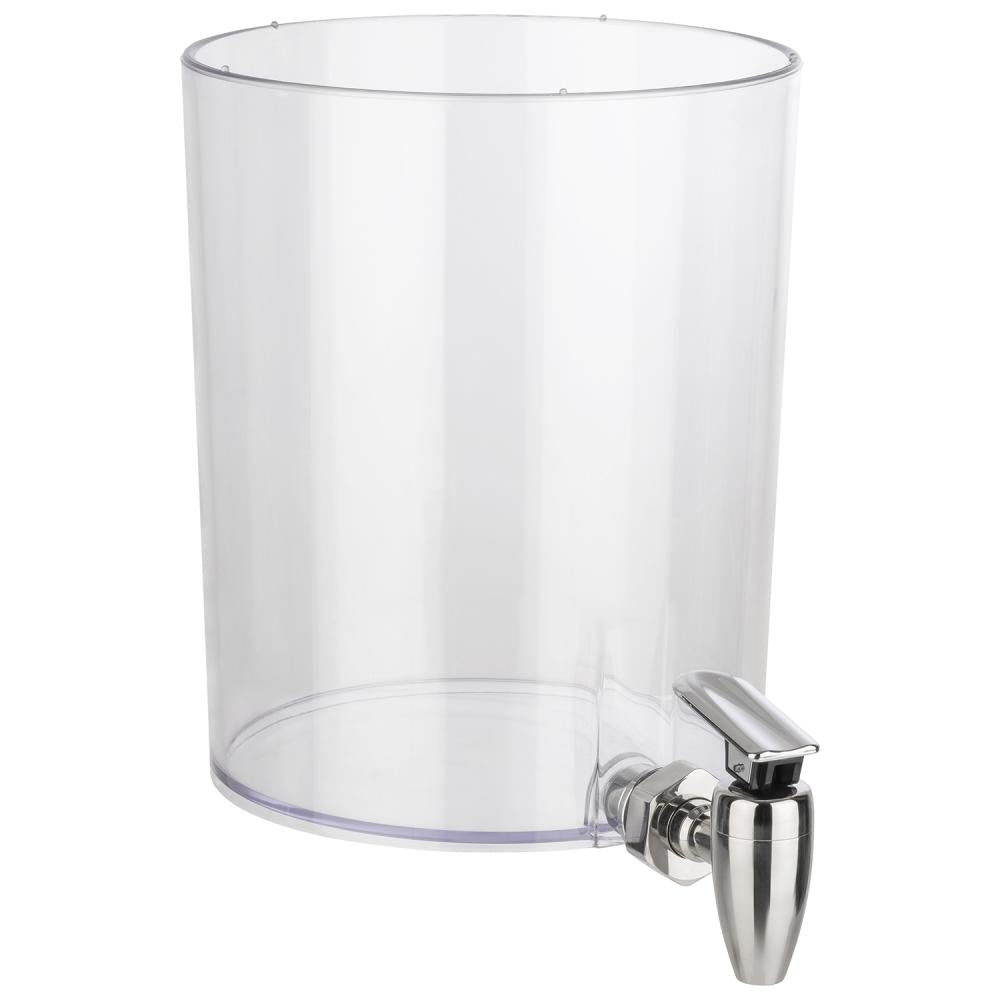 Transparenter Getränkespender mit Zapfhahn.