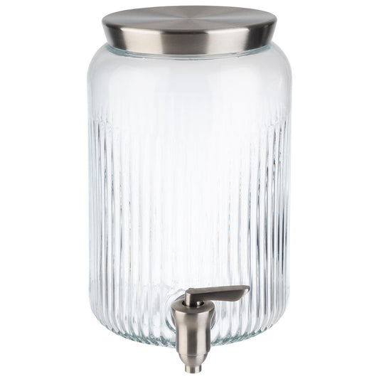 Glas-Getränkespender mit Zapfhahn.