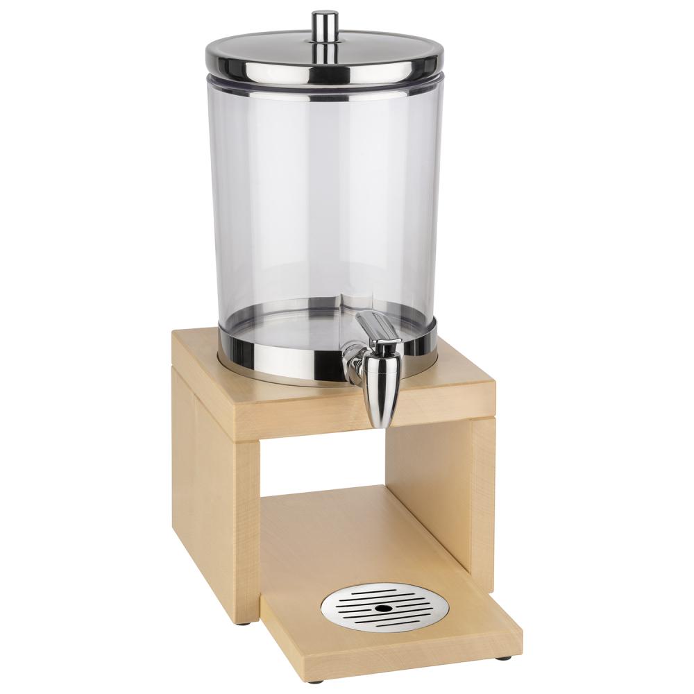 Getränkespender mit Holzständer.