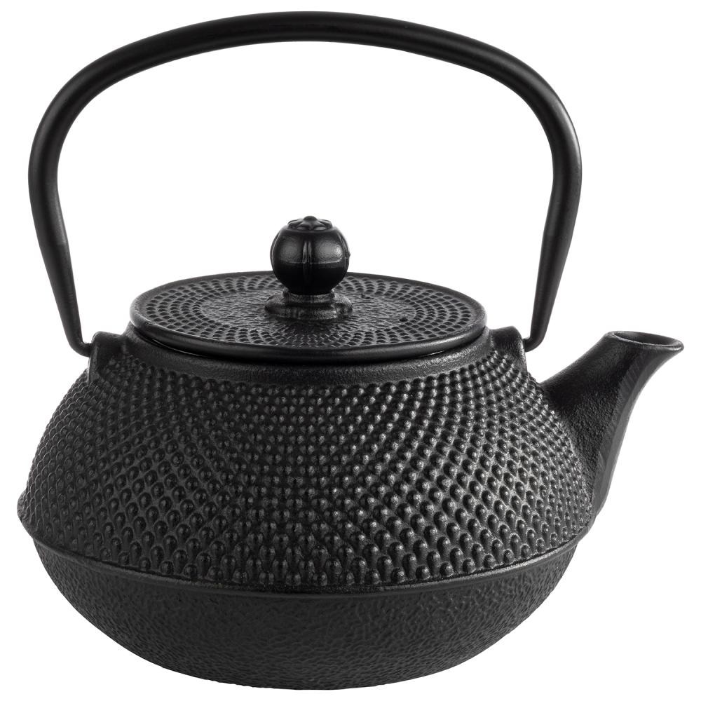 Schwarze Teekanne aus Gusseisen