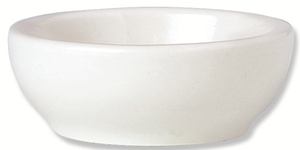 Weiße, runde Porzellanschale.