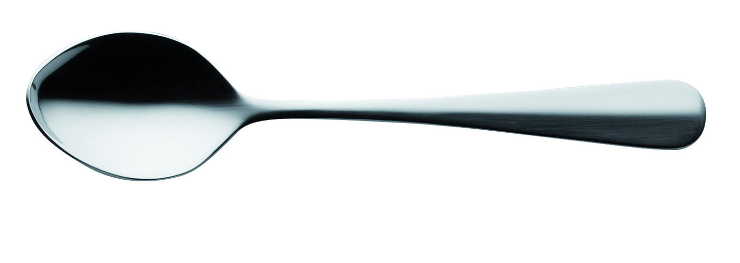 Silberner Löffel auf weißem Hintergrund.