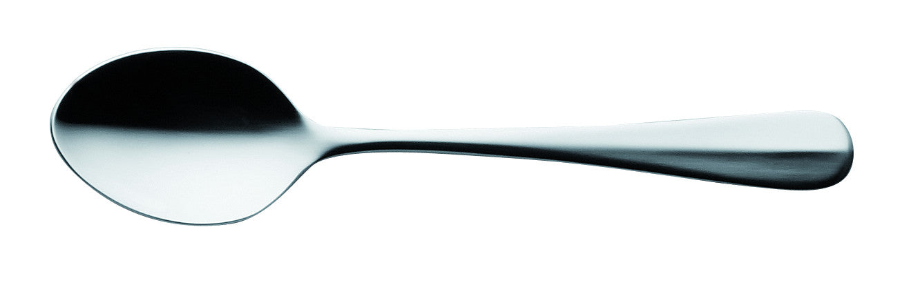 Silberner Löffel auf weißem Hintergrund.
