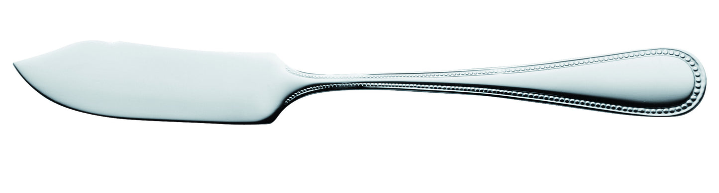 Silberner Fischmesser mit Perlenrand.