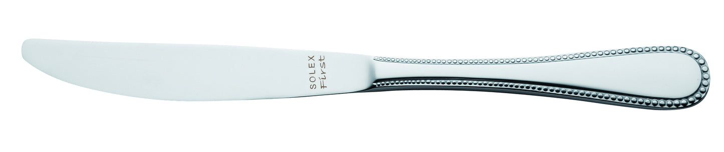 Silbernes Messer mit Perlenrand.