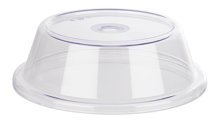 Transparente Kunststoff-Abdeckhaube für Teller.