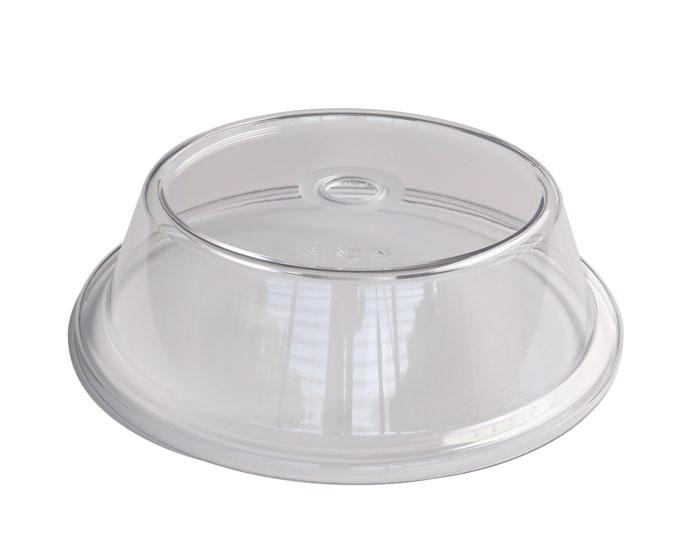 Transparente Kunststoff-Abdeckhaube für Teller.
