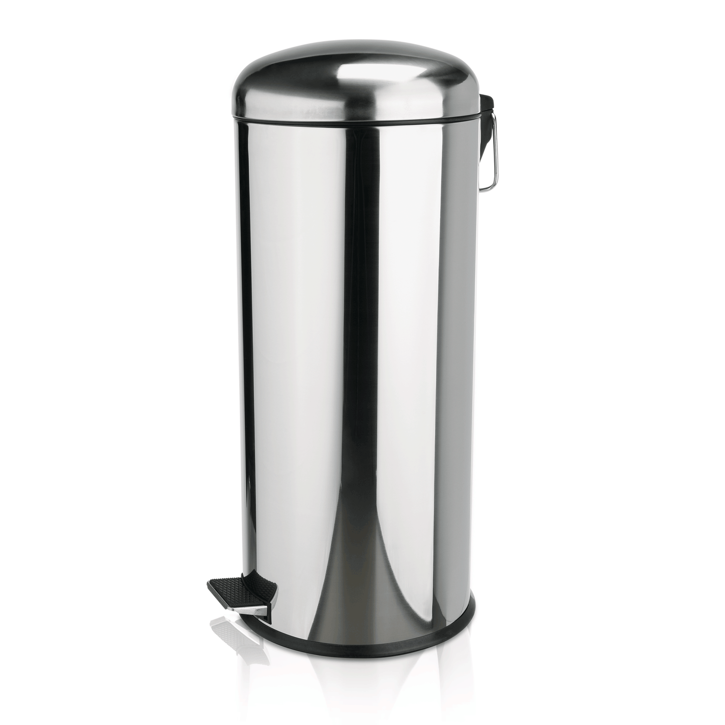 Edelstahl-Mülleimer mit Pedal.
