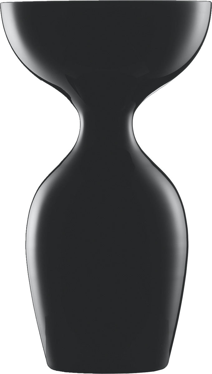 Schwarzes, modernes Glasgefäß, abstrakt.