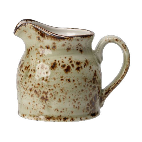 Keramik-Milchkännchen mit braunen Sprenkeln.